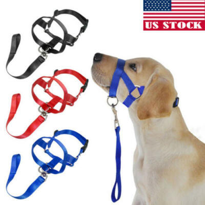 

US Nylon Pet Dog Muzzle Head Collar Gentle Leash No Pull Straps Training Halter