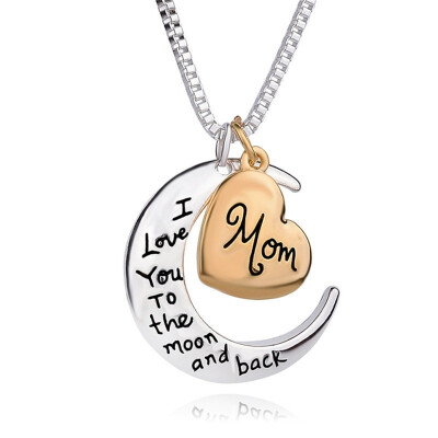 

Exquisite Mom Letter Moon Pendant Lady Necklace Clavicle Chain