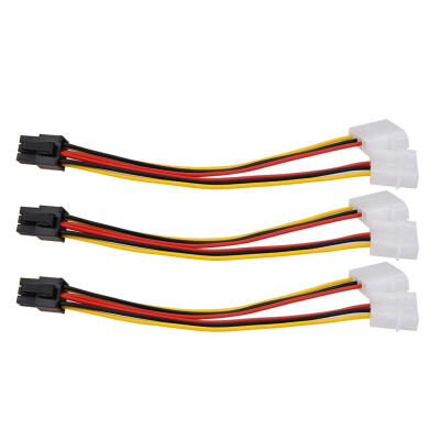 

3pcs Display Card Power Line 4pin to 6pin Line Special Purpose for Mining