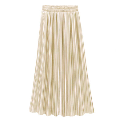 

Roseonmyhand Women Vintage Casual High Waist Long Solid Fashion Daily Pleated Skirt