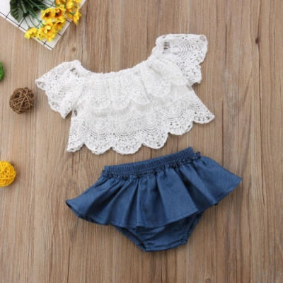 

New Baby Girl Lace T-shirts TopsShorts Pants Tutu Skirt Kid Summer Clothes Outfits