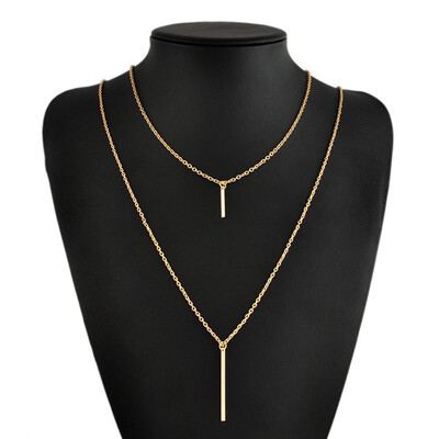 

Fashion Women Boho Gold Layers Bar Pendant Necklace Cool Jewelry