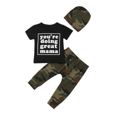

3Pcs Toddler Newborn Baby Boy Girl Shirt TopsCamouflage Pants Outfits