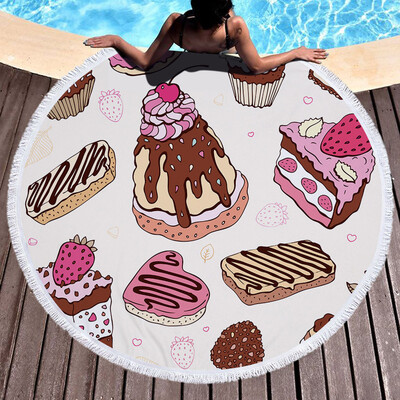 

Gobestart 1 PC Round Beach Pool Home Shower Towel Blanket Table Cloth Yoga Mat