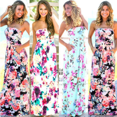 

Frauen lange Abendgesellschaft Cocktail Prom Floral Sommer Strand Maxi-Kleid