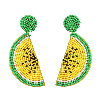 

2019 Fruit Bead Earrings for Women Summer Watermelon Dangle Drop Earrings Girl Handmade Statement Wedding Jewelry Party Gift