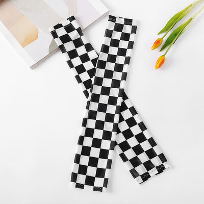 

New digital printing sunscreen grid ice silk sleeves female cartoon outdoor riding travel ice sleeve women factory wholesale