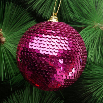 

Toponeto Christmas Sequin Glitter Baubles Balls Xmas Tree Ornament Decoration 8CM