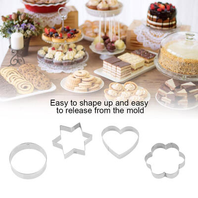 

Greensen 12PcsSet Stainless Steel Cake Making Tool Heart Star Flower Round Shape Cookie Mold