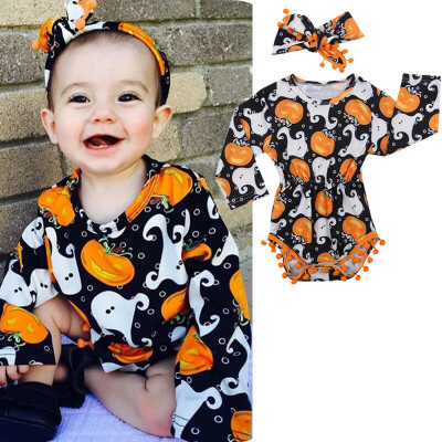 

Halloween Infant Baby Girls Romper Bodysuit Jumpsuit Headbands Clothes Outfits