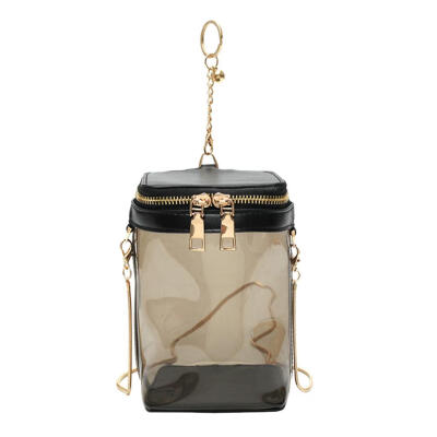 

Girls Transparent Bucket Shoulder Handbags Casual Women Chain Crossbody Bag