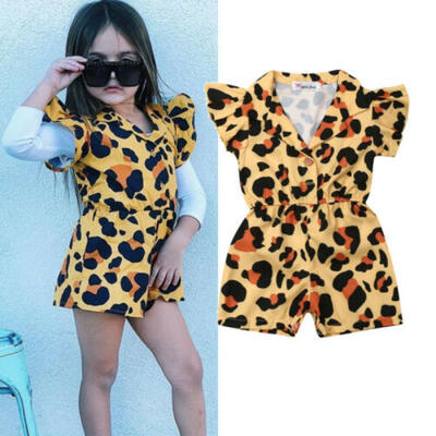

US Toddler Kids Baby Girl Summer Leopard Romper Bodysuit Jumpsuit Outfit Clothes