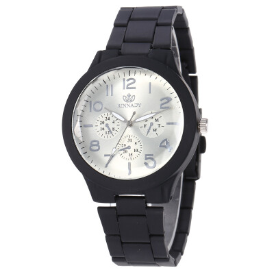 

Steel with digital seconds plate three eyes&six needles students fashion pop quartz watch