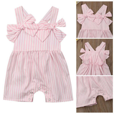 

Kids Baby Girls Floral Striped Romper Jumpsuit Bowknot Summer Outfits Clothes UK