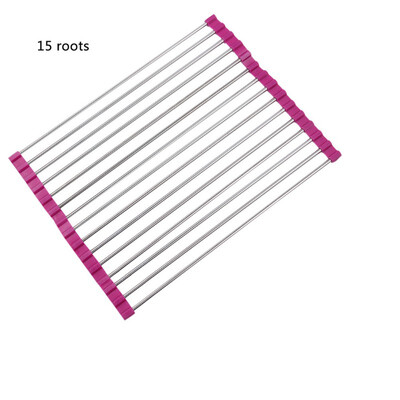 

Roll-Up Over the Sink Multipurpose Stainless Steel Dish Fruit&Vegetable Drying Rack Folding Kitchen Shelf Sink Drain Rack