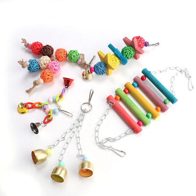 

Greensen 5PCS Colorful Parrot Toys Hanging Chew Funny Toys for Birds Home Decoration
