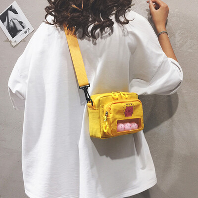 

Cartoon cute small bag female 2019 new Korean version of the wild student canvas shoulder Messenger bag foreign girl bag