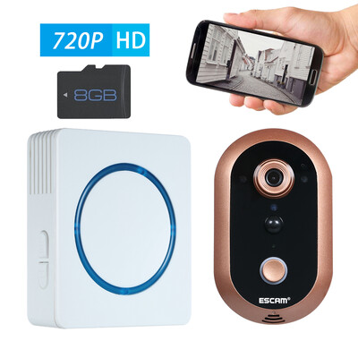 

ESCAM 720P WiFi Visual Intercom Door Phone 2-way audio Video Doorbell Support Infrared Night View PIR Motion Sensor Android IOS AP