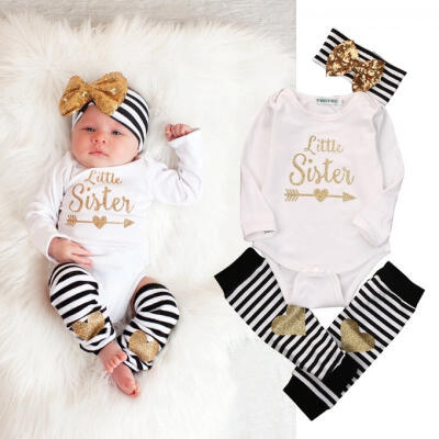 

3PCS Baby Boy Girl Romper Tops HeadbandLeg Warmer Outfits Set