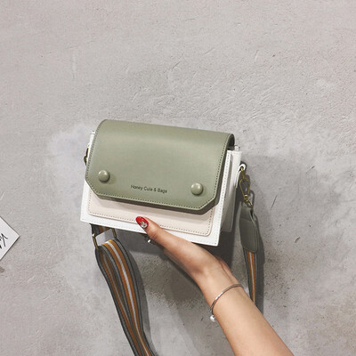 

2019 Summer Fashion Women Shoulder Bag Pu Leather Small Flasp Square Bag Strap Single Crossbody Luxury Brand Handbag Patchwork