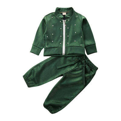 

Kids Toddler Baby Girls Long SLeeve Zip Jacket Coat Pants Outfit Clohes Set