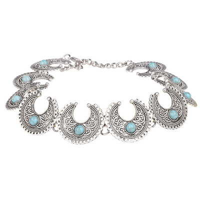 

1pc Vintage Silver Crescent Angle&Stone Necklace Women Fashion Accessories