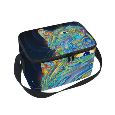 

ALAZA Lunch Box Multicolored Cat Insulated Lunch Bag Large Cooler Tote Bagfor Men Women