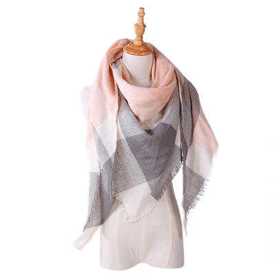 

Fashion Women Cashmere Warm Shawl Plaid Print Triangle Scarf Casual Decor