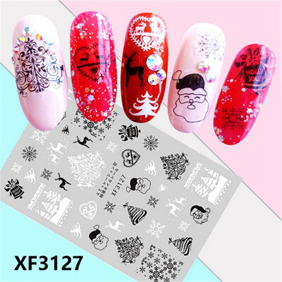 

〖Follure〗Christmas Nail Art Water Transfer Decals Snowflake Xmas Manicure Stickers Tips