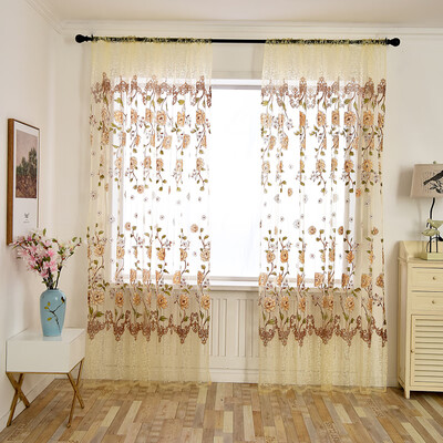 

New Floral Tulle Voile Door Window Curtain Drape Panel Sheer Scarf Valances