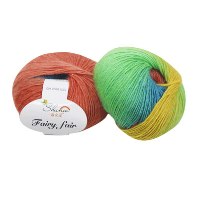 

Gobestart 1pc 50g Chunky Hand-woven Rainbow Colorful Knitting Scores Wool Blend Yarn