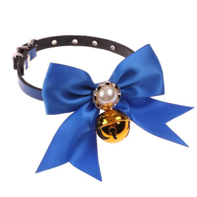 

Cute Pet Necklace Collar PU Leather Dog Collars with Cloth Tie Bowknot Bell