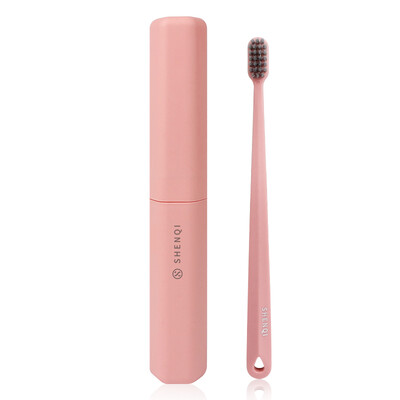 

SHENQI Toothbrush Portable Storage Set Silver Ion Soft Pink