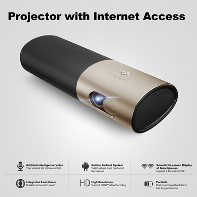 

Wanbo P5 Mini Portable Projector Home Theatre 4K 3D Full HD DLP Video 350 ANSI Lumens Support 1080P Built-in Battery 15600mAh Andr