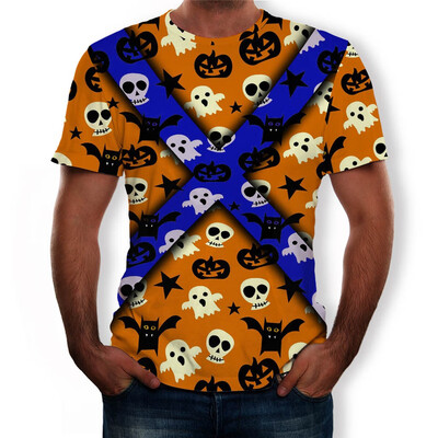 

Toponeto Halloween Men Horror 3D Print O-Neck Short Sleeve T Shirt Tops Blouses