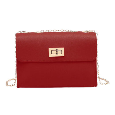 

Fashion Solid Color Twist Lock Chain Faux Leather Women Crossbody Shoulder Bag