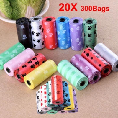 

US 20X Roll Pet Cats Dogs Waste Poop Bag Poo Printing Clean-up Degradable Bags