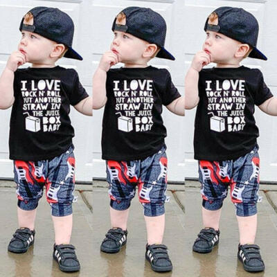 

2PCS Toddler Baby Boy Tops ShirtShort Pants Summer Beach Outfits Set Clothes US