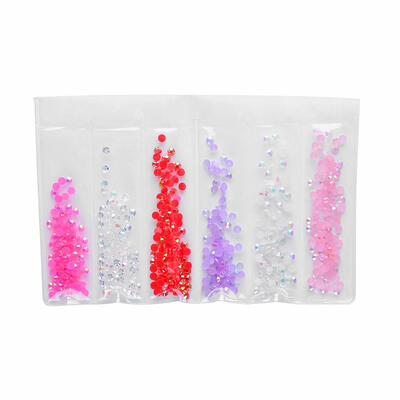 

6 Grids Mix Nail Art Rhinestones Beads Pearls Gorgeous DIY Manicure Charms