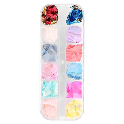 

1 Box Nail Decorations 3D Shiny Pearl Shell Slice Flake Nail Art Stones Tip