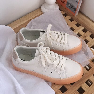 

Small white shoes woman 2019 new summer version of Korean version of autumn board shoes network celebrity leather jelly street sho