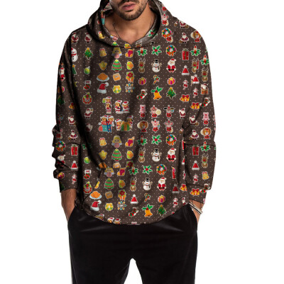 

Toponeto Mens Christmas Fun Ugly Print Long Sleeve Hoodie Coat Sport Casual Jacket