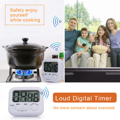 

TA732 Digital Kitchen Timer Magnetic Countdown Up Cooking Timer Loud Alarm Large Display Minutes&Seconds Reset