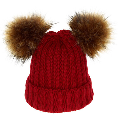 

Tailored Mother&Me Women Cap Balls Warm Detachable Copper Button Thickening Hat