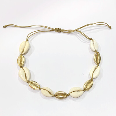

2018 New Gold Sea Shell Necklace Choker Jewelry Hawaiian Bohemian Beach Chain Chocker For Women Collar Brown
