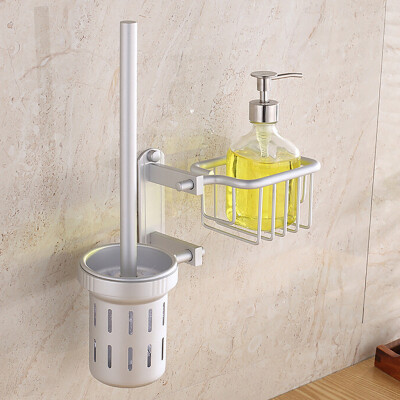 

〖Follure〗Space Aluminum Toilet Brush Set Wall Mounted with Toilet Brush Holder Bathroom