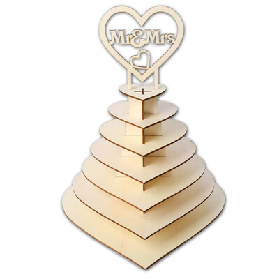 

7 Tier Wooden Mr&Mrs Heart Shape Chocolate Display Rack Stand Party Centrepiece