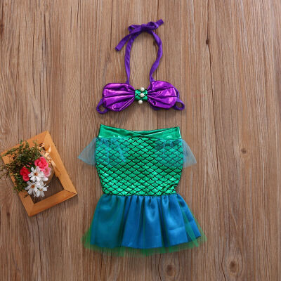 

Baby Girls Little Mermaid Set Costume Bikini Swimwear Swimsuit Outfits Dress