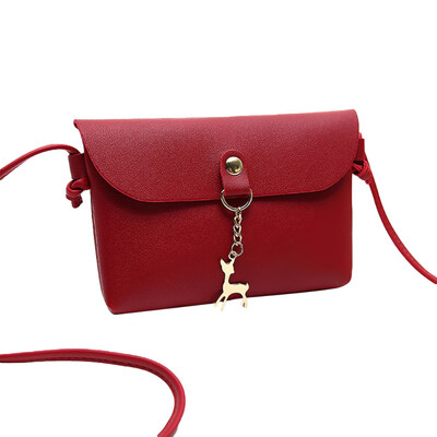 

Fashion Women Mini Faux Leather Crossbody Shoulder Bag with Cartoon Deer Pendant