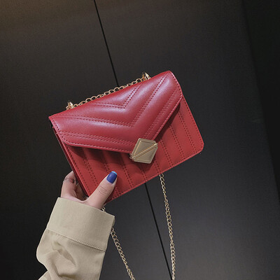 

Tailored Fashion Lady Retro Chain Wild Solid Color Shoulder Messenger Bag Small Squar Bag
